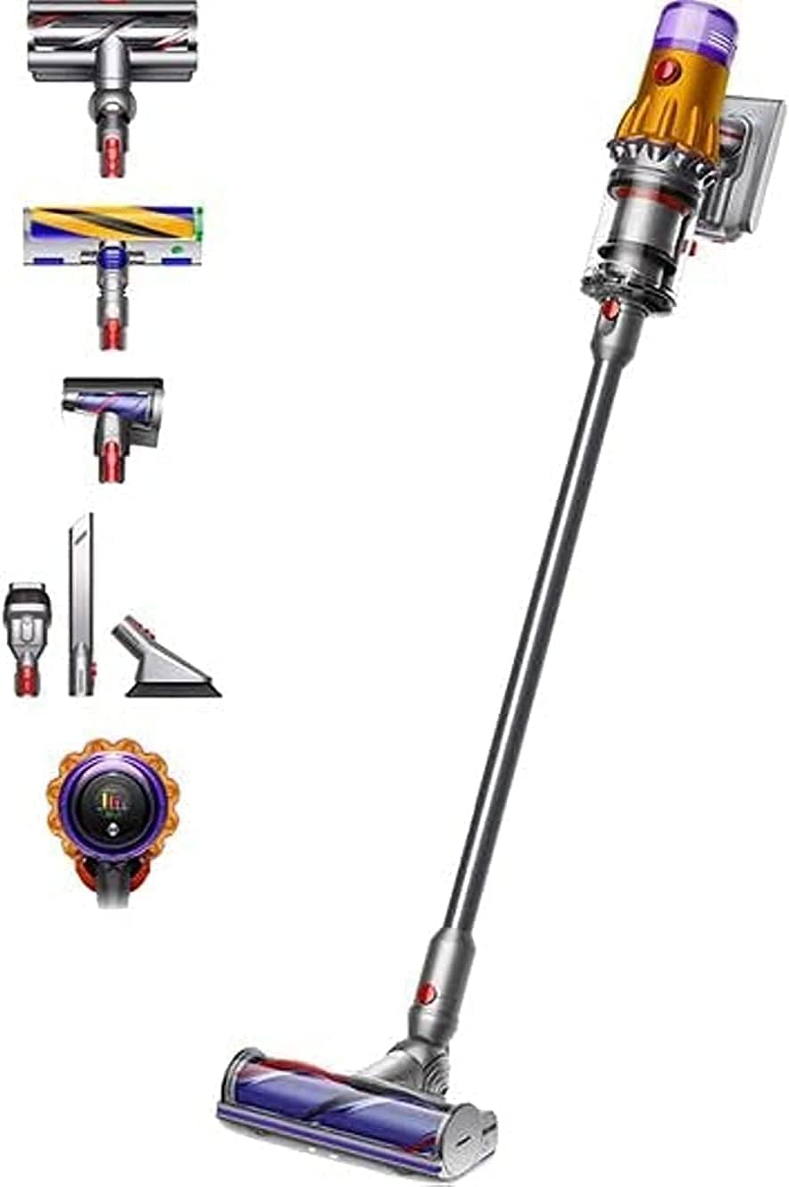 Dyson V12 Detect Slim Absolute Aspirapolvere - Contenitore 0,35 litri e filtro HEPA - Alimentazione a batteria - Per pavimenti duri con finitura giallo nichel