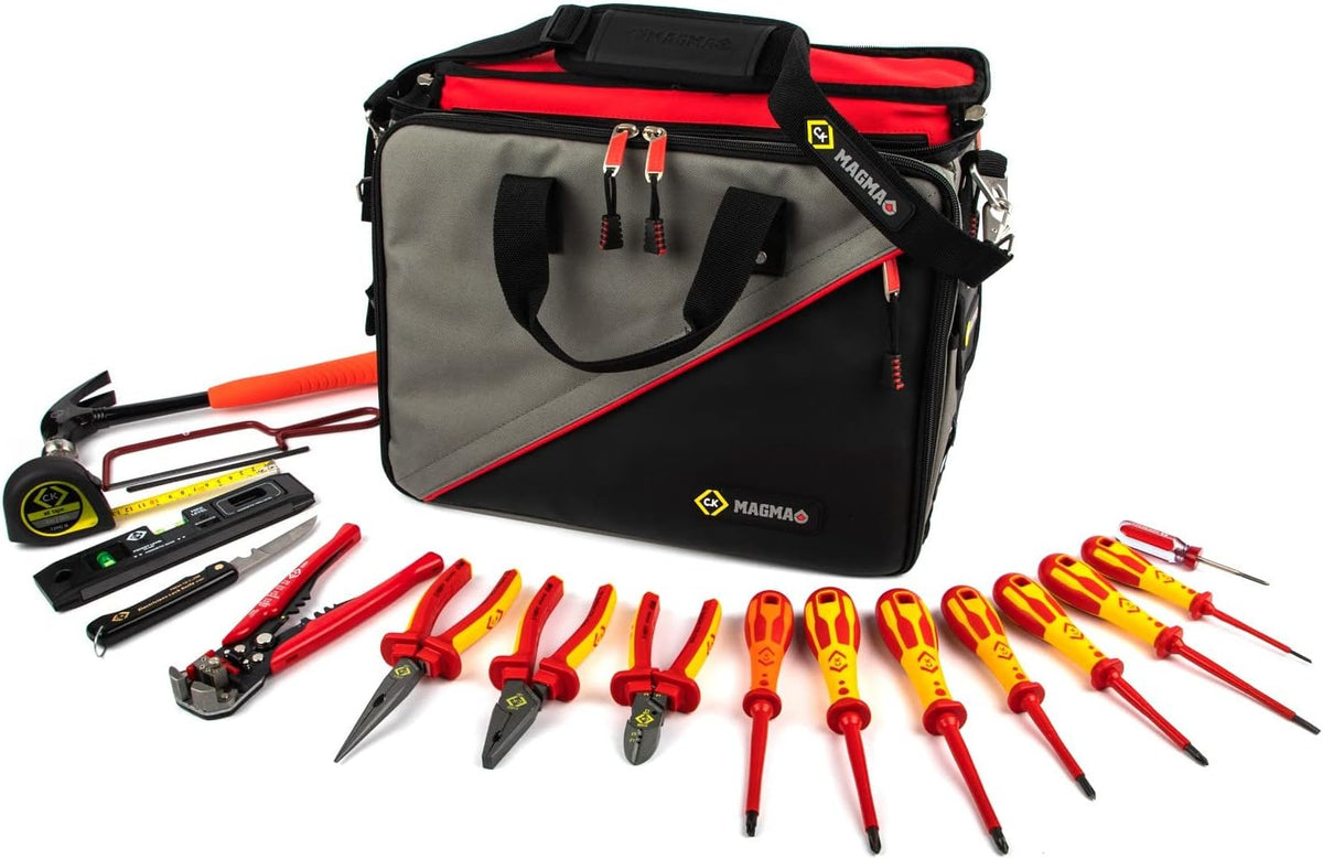 C.K T5982 Kit Utensili Professionali 18 Pezzi - Set Manuale per Manutenzione e Installazione - Valigetta Compatta Nera - Dimensioni 22 x 20 x 12 cm Peso 5,87 kg