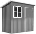 Capanno da Giardino Outsunny in Acciaio Zincato - Casetta Porta Attrezzi Esterna 2,55 m2 - Tetto Inclinato con Porta Bloccabile 221x133x190 cm Grigio