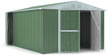Casetta da giardino in acciaio zincato - Superficie 15,01 m2 finitura verde - Box in lamiera da 201 kg - Struttura di grande formato per deposito esterno