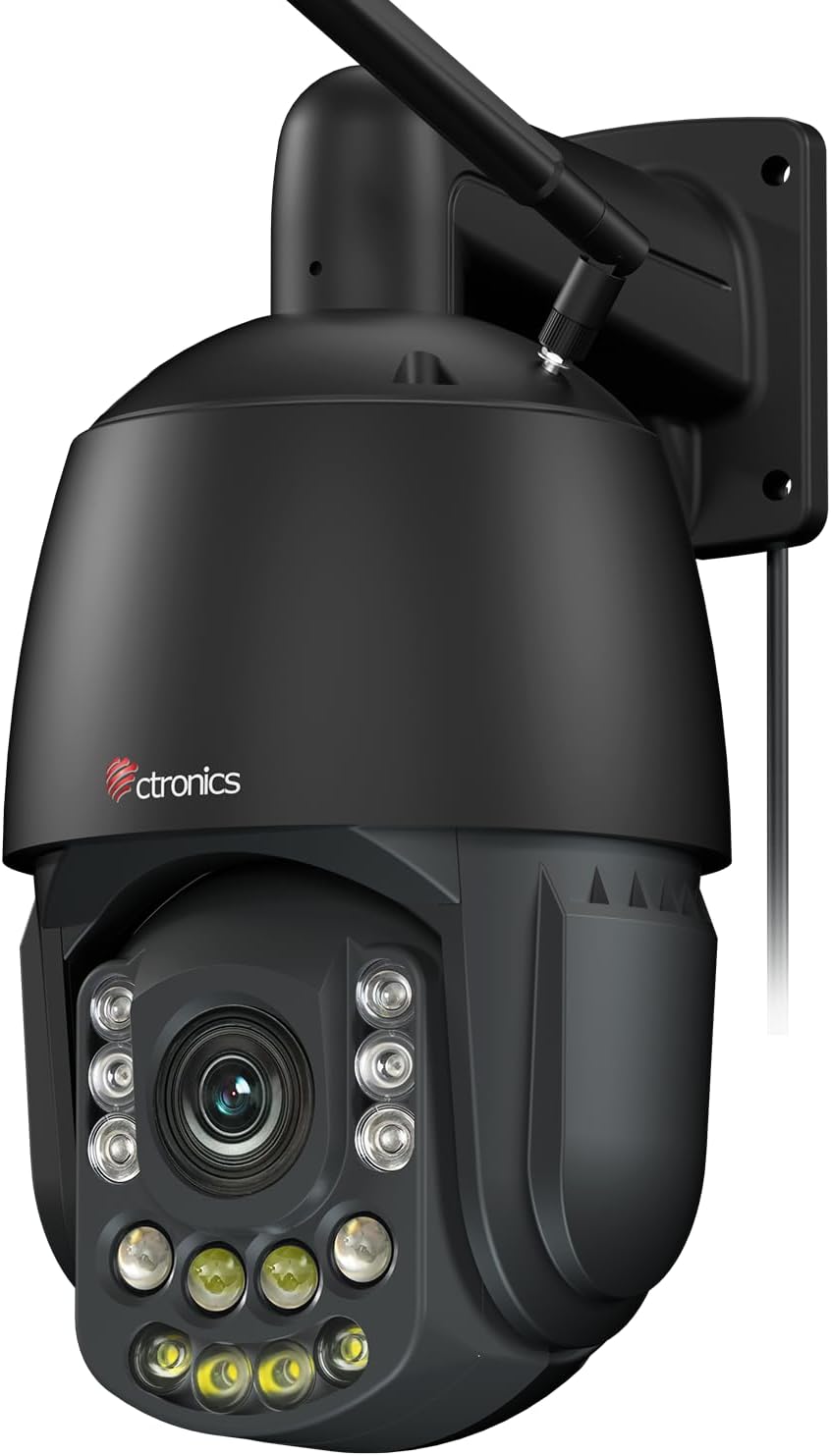 Ctronics CTIPC 870 B Telecamera WiFi 4K PTZ - Zoom ottico 30X e visione notturna fino a 180 m - Auto tracking con 60 preset - Dual Band FTP NVR NAS e microSD 256 GB
