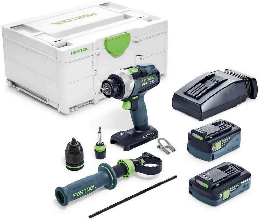 Festool QUADRIVE TDC 18 4 Trapano avvitatore a batteria - Velocità fino a 3600 giri min - Configurazione cordless ad alte prestazioni - Versione 5,0 4,0 I Plus
