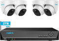 Reolink RLK8-520D4-5MP Kit Videosorveglianza PoE - 4 Telecamere Dome 5 MP per Esterno - NVR 8 Canali con HDD 2 TB - Registrazione Continua e Rilevamento Persone Veicoli