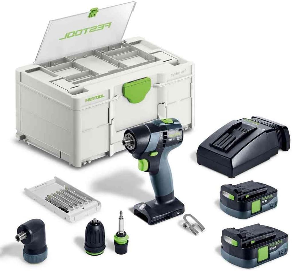 Festool TXS 12 2,5 Set Trapano avvitatore a batteria - Velocità fino a 1600 giri min - Sistema cordless per foratura e avvitatura - Set per montaggio e manutenzione