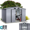 Casetta da Giardino GARDEBRUK in Metallo - Capanno Porta Attrezzi Esterno 5 m2 con Base - Struttura in Lamiera Zincata 260x205x180 cm Grigio