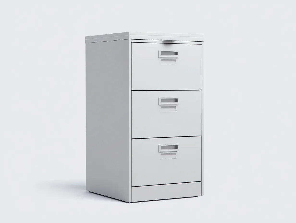 Cassettiera archivio in metallo con 3 cassetti verticali 41 x 52 x 102 cm - bianco ghiaccio - per studio e ufficio - stile tecnico essenziale