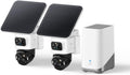eufy Security eufyCam S4 Kit 2 Telecamere - Video 4K con Sistema Bullet PTZ a 3 Obiettivi - Panoramica 360 Gradi Auto Tracking - Zoom Ibrido 8X e Visione Notturna Colori