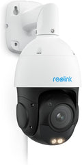 Reolink RLC 823S1 Telecamera PoE 4K PTZ - Zoom ottico 5X e panoramica 360 gradi - Auto tracking e rilevamento persone veicoli animali - Audio bidirezionale a colori