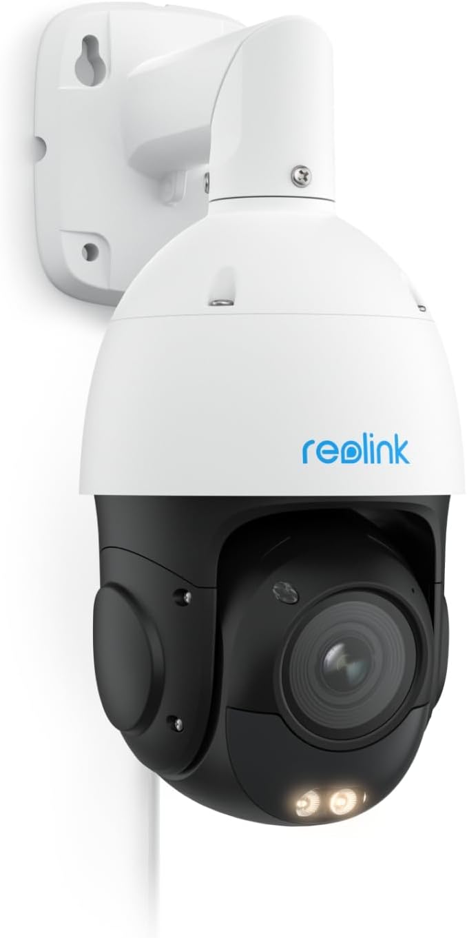 Reolink RLC 823S1 Telecamera PoE 4K PTZ - Zoom ottico 5X e panoramica 360 gradi - Auto tracking e rilevamento persone veicoli animali - Audio bidirezionale a colori