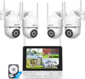 ANRAN P2 Kit Videosorveglianza WiFi 6 3K - Monitor 10,5 Pollici e NVR 8 Canali con HDD 2 TB - 4 Telecamere PTZ 5 MP con AI - Auto Tracking IP67 e Registrazione Continua