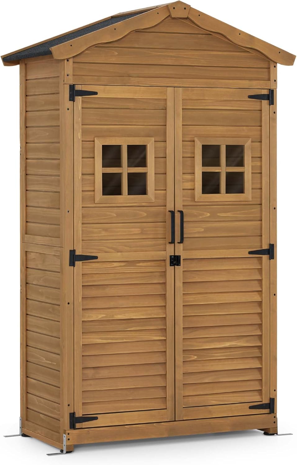 M MCombo 1152 Casetta da giardino in legno - Struttura naturale resistente alle intemperie - 2 ripiani mobili per attrezzi - Dimensioni 109 x 57 x 180 cm