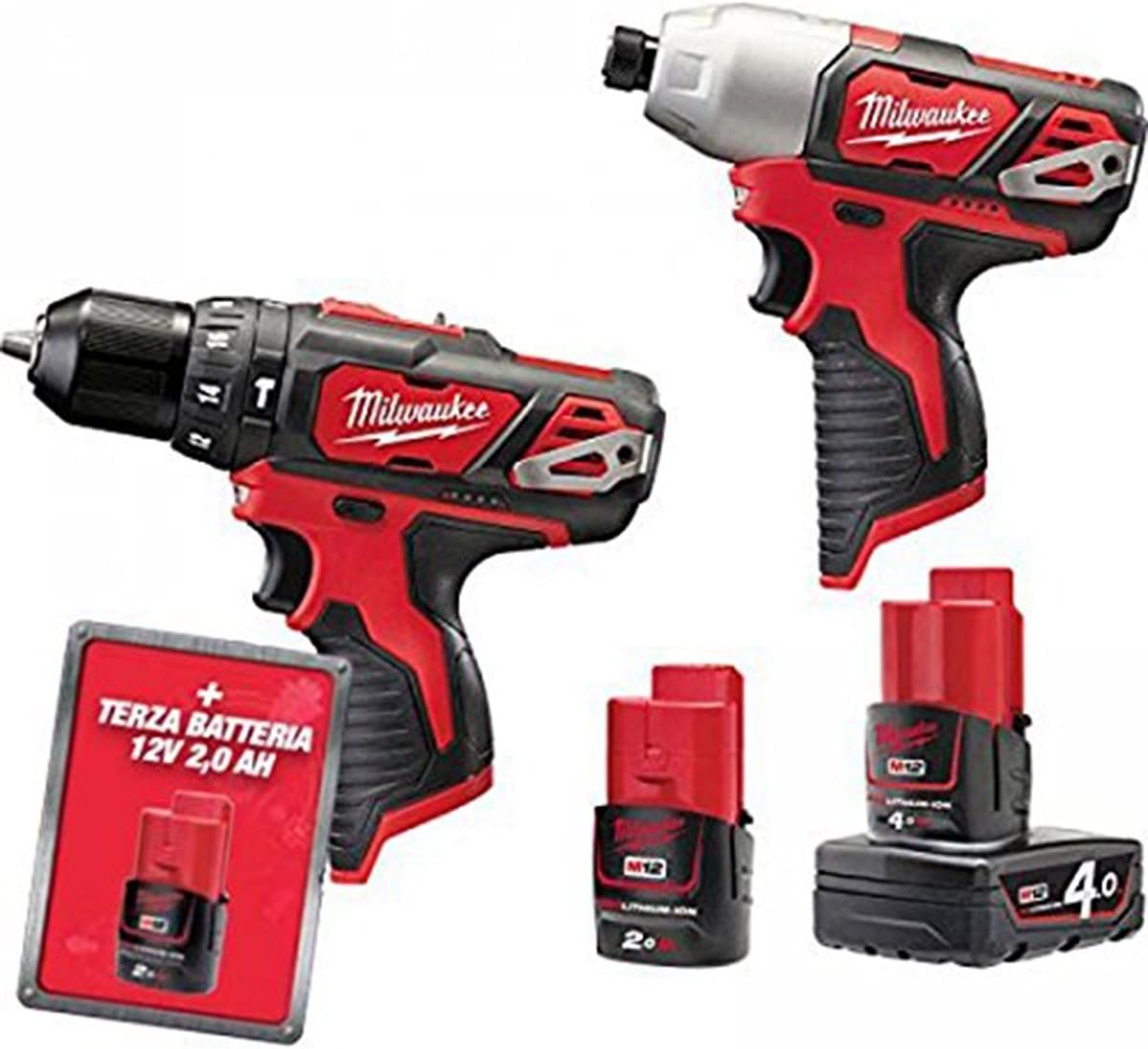Milwaukee Kit 12 V Trapano a Percussione e Avvitatore a Impulsi - Velocità fino a 450 giri min - Mandrino fino a 10 mm - Set Cordless per Montaggio e Foratura