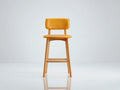 Sgabello da bar in similpelle con struttura in legno 44 x 48 x 104 cm - giallo senape e rovere chiaro - per cucina e penisola - stile nordico contemporaneo