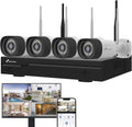NIVIAN Kit videosorveglianza WiFi 2K professionale - 4 telecamere IP con NVR e registrazione continua - IA rilevamento umano e visione notturna - Audio HDMI e app EseeCloud