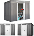 RELAX4LIFE Casetta da giardino 3,12 m2 - Lamiera d acciaio zincata e verniciata - 2 porte scorrevoli e tetto inclinato - Dimensioni 238 x 131 x 160 cm