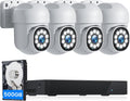 CAMCAMP SC36 Kit videosorveglianza PoE 5MP - NVR 8 canali con HDD 500 GB e 4 telecamere - Visione notturna a colori fino a 30 m - PTZ audio bidirezionale e IP66