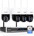 REIGY Kit Videosorveglianza 5 MP - NVR 16 Canali con HDD 1 TB e 4 Telecamere PT - Risoluzione 2880 x 1620P - Audio Bidirezionale Visione Notturna Colori