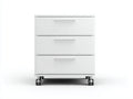 Cassettiera ufficio con 3 cassetti e ruote in finitura bianco opaco 45 x 52 x 67 cm - bianco opaco e argento - per studio e ufficio - stile minimale contemporaneo