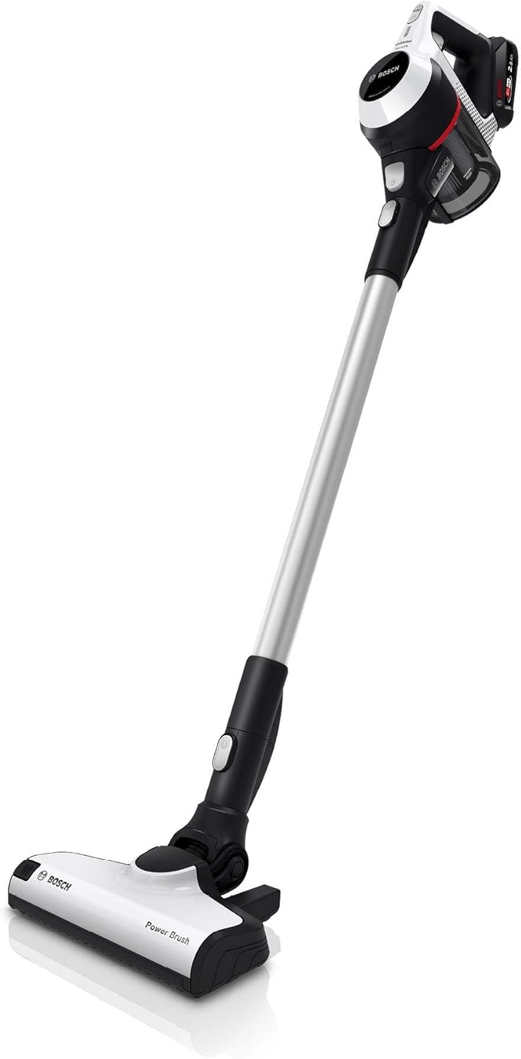 Bosch Unlimited Serie 6 Aspirapolvere Senza Fili - Scopa Elettrica Ricaricabile 18 V e Senza Sacco - Filtro a Cartuccia - Per Tappeti e Tappezzeria Bianco