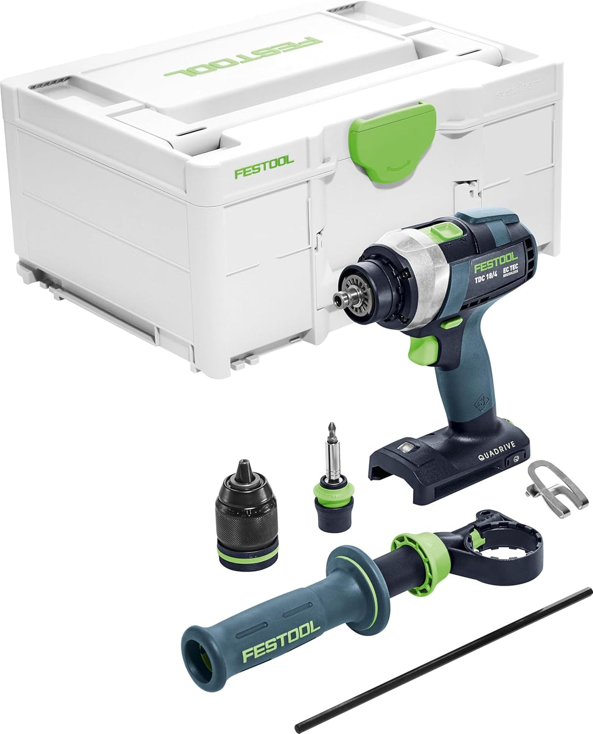 Festool QUADRIVE TDC 18 Trapano Avvitatore a Batteria - Velocità fino a 800 giri min - Sistema Cordless per Foratura e Avvitatura - Versione TDC 18 4 I-Basic