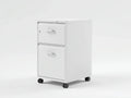 Cassettiera ufficio con 2 cassetti, serratura e ruote 43 x 52 x 69 cm - bianco opaco - per studio e ufficio - stile minimale funzionale