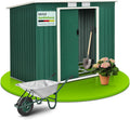 Juskys Casetta da giardino M 4 m3 - Capanno in metallo verde con fondamenta - Porta scorrevole e tetto a uno spiovente - Dimensioni 213 x 130 x 173 cm