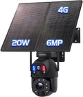 Telecamera PTZ 4G con SIM e zoom 20X - Sensore 6MP e panoramica 360 gradi - Pannello solare 20 W e registrazione continua - Visione notturna 150 m con sensore PIR