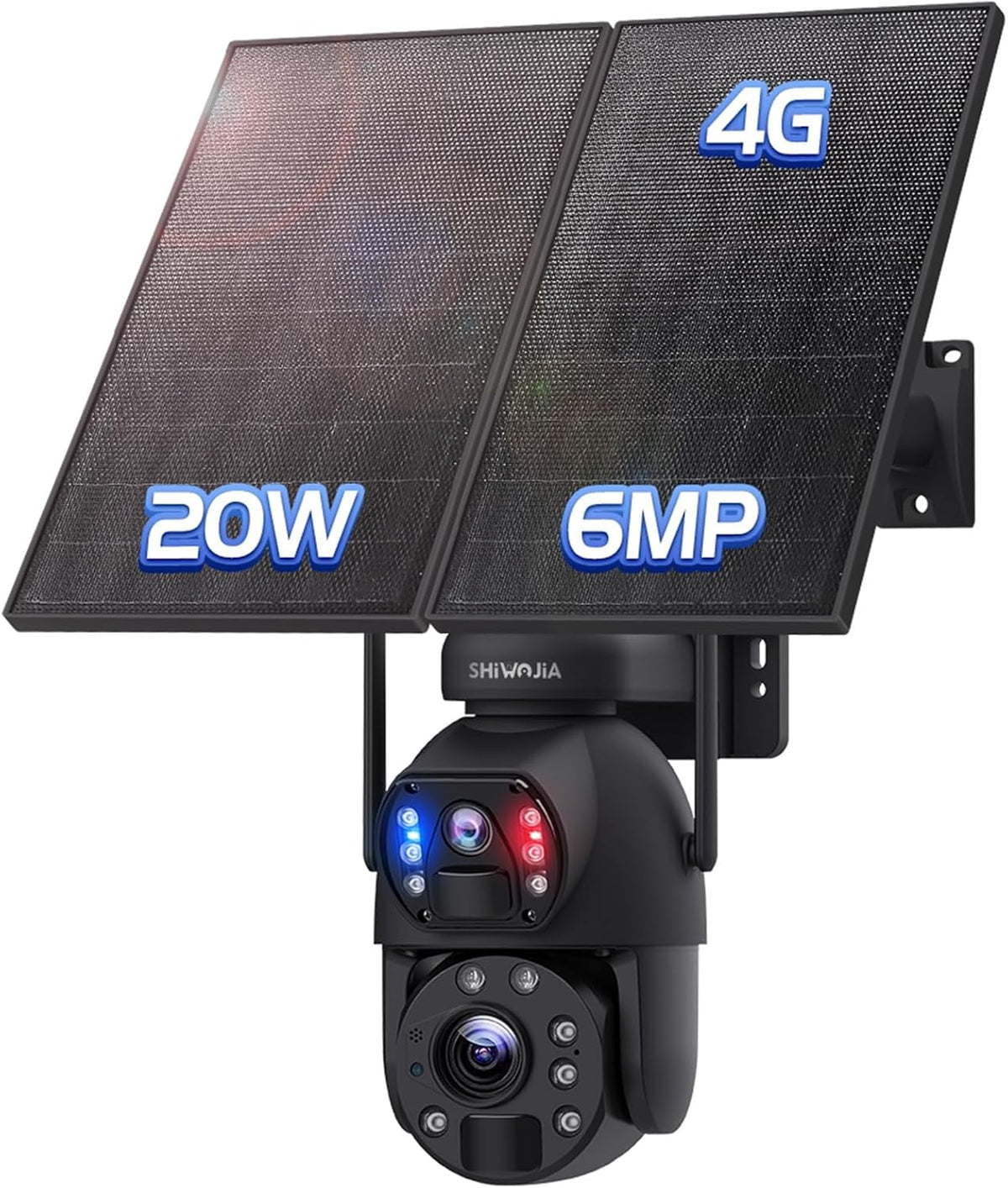 Telecamera PTZ 4G con SIM e zoom 20X - Sensore 6MP e panoramica 360 gradi - Pannello solare 20 W e registrazione continua - Visione notturna 150 m con sensore PIR