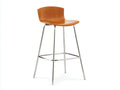 Sgabello da bar con seduta sagomata effetto legno e struttura in metallo 45 x 49 x 101 cm - rovere miele e cromo lucido - per cucina e penisola - stile contemporaneo leggero