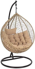 Bizzotto Amirantes 0661731 Poltrona sospesa - Poliestere e fibra sintetica finitura naturale - Cuscini inclusi - Portata massima 120 kg per zona relax