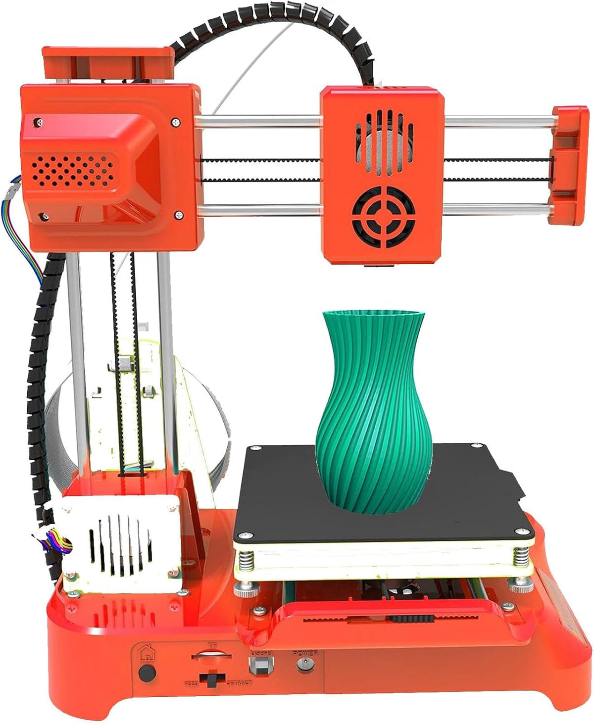 JJENXYYDS K7 Mini Stampante 3D Desktop - Volume di Stampa 100 x 100 x 100 mm - Stampa One Key senza Livellamento - Per Bambini Principianti e Studenti Rossa