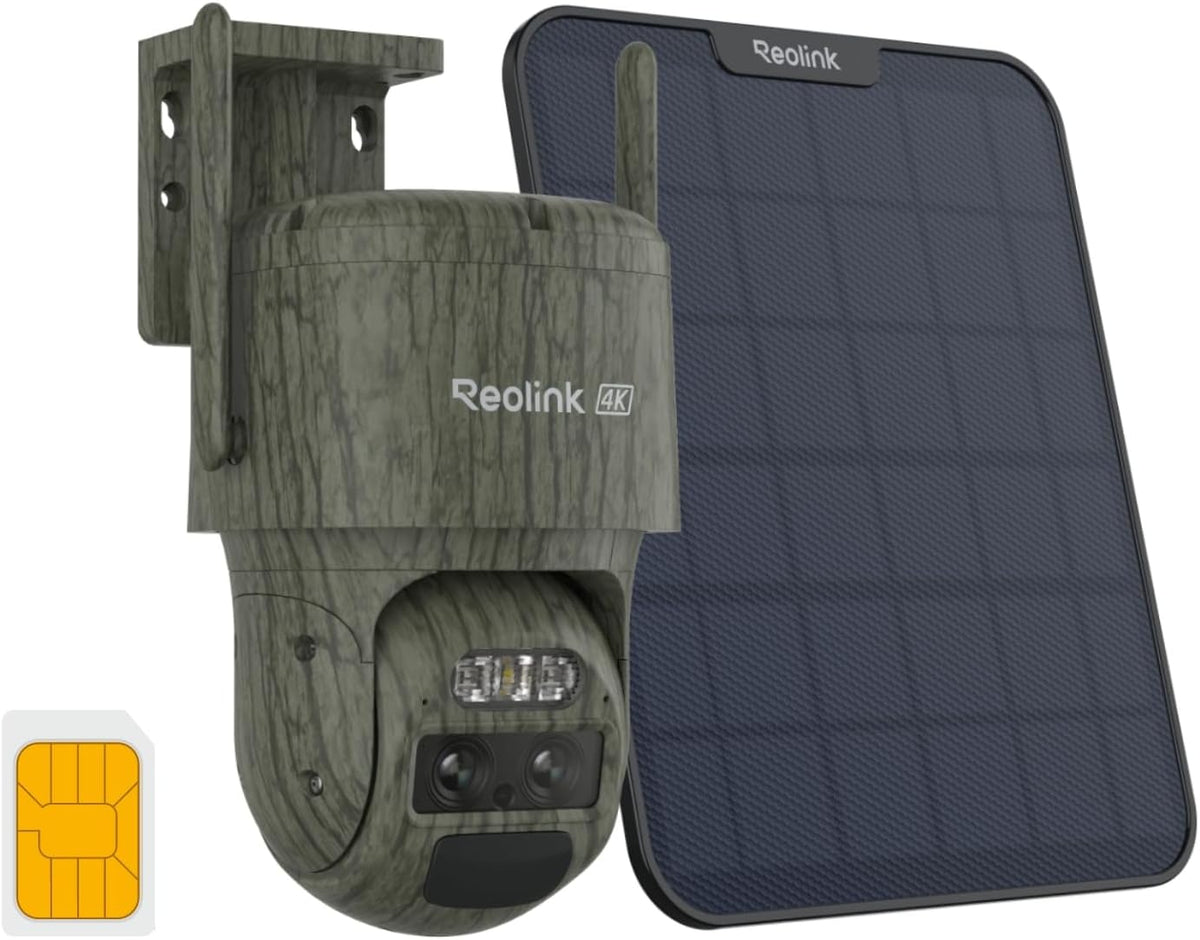 Reolink TrackMix LTE Telecamera 4K 4G - Doppio Obiettivo con Zoom 6X e SIM Inclusa - Pannello Solare IR Invisibile e Tracciamento - PTZ Wireless per Esterni