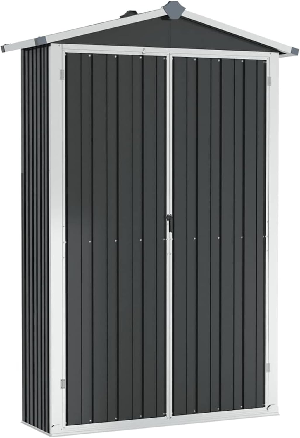 Casetta Giardino in Acciaio Zincato - Capanno Porta Attrezzi in Lamiera Antracite - Deposito Esterno Moderno 107,5x46x183 cm