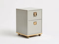 Cassettiera ufficio con 2 cassetti e ruote in finitura grigio perla 43 x 50 x 65 cm - grigio perla e oro satinato - per studio e ufficio - stile contemporaneo elegante