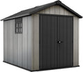 Keter Oakland 759 Casetta da giardino 6 m2 - Plastica effetto legno spazzolato grigia - Design moderno per deposito esterno - Dimensioni 229 x 287 x 242 cm