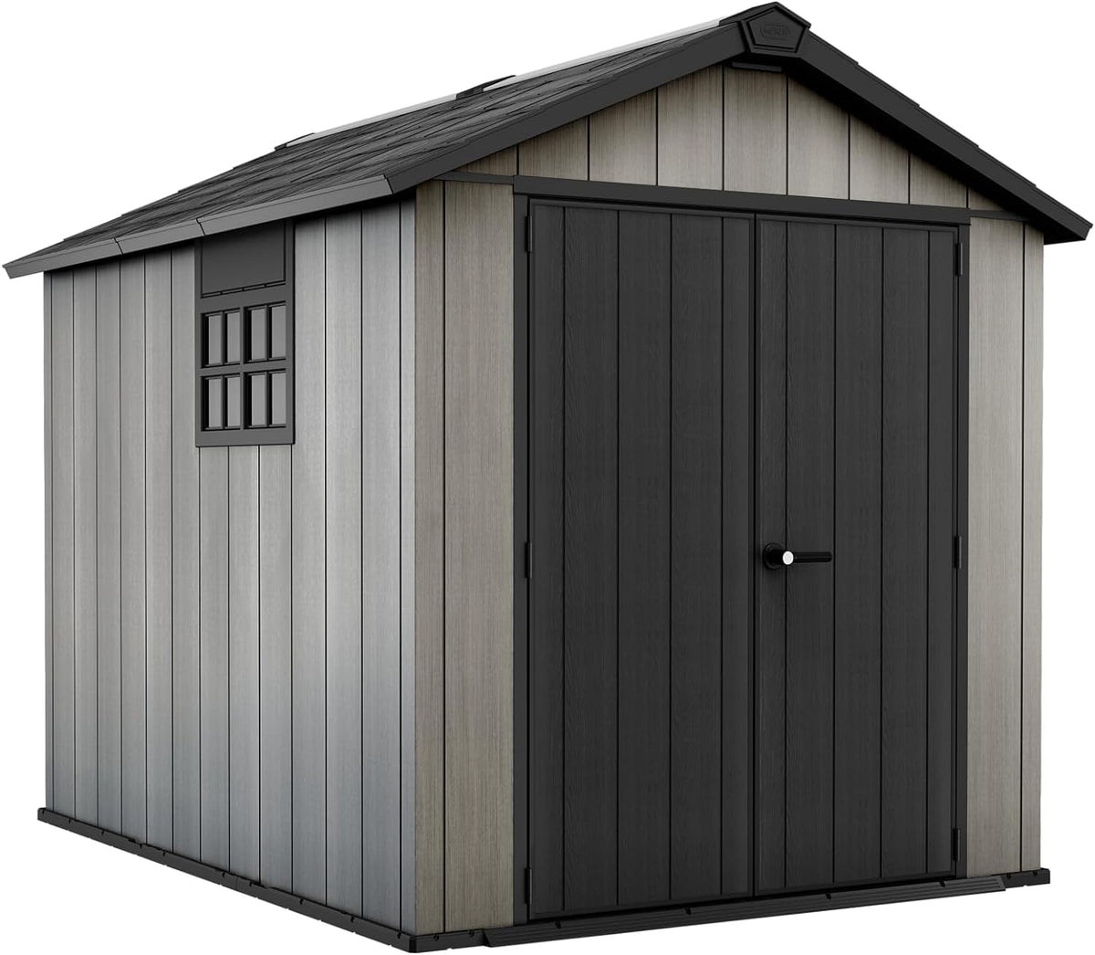Keter Oakland 759 Casetta da giardino 6 m2 - Plastica effetto legno spazzolato grigia - Design moderno per deposito esterno - Dimensioni 229 x 287 x 242 cm