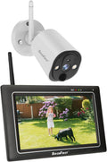 SecuFirst Kit videosorveglianza 2K - Monitor touch screen 7 pollici senza WiFi - Telecamere wireless per interno ed esterno - Memoria 64 GB senza costo di abbonamento