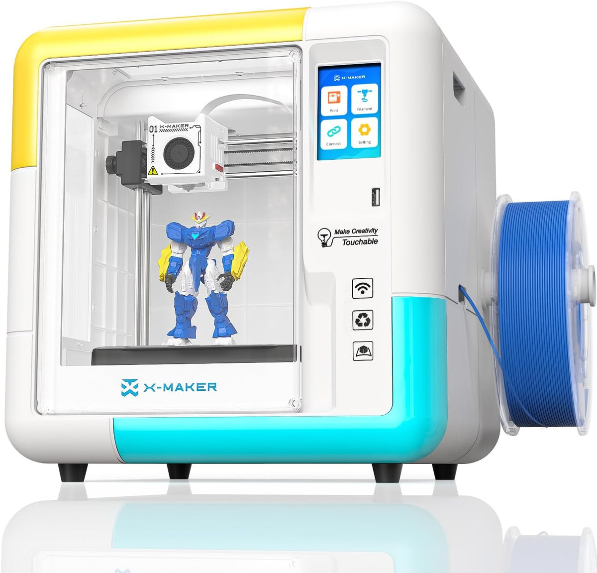 X-Maker Stampante 3D per Scuola e Casa - Applicazione di Progettazione AI - Libreria di Giocattoli Creativi - 16 Mini Moduli 3D Compatibile con Filamento PLA