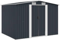 vidaXL Casetta da giardino ventilata - Acciaio antracite con ingresso scorrevole - Capanno robusto per attrezzi da esterno - Dimensioni 257 x 205 x 178 cm