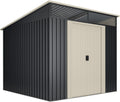 Casetta da Giardino Wasabi Stark - Capanno Porta Attrezzi in Acciaio 5,6 m2 - Lucernario in Policarbonato e Doppia Porta Scorrevole 236x239x202 cm Grigio Antracite Beige