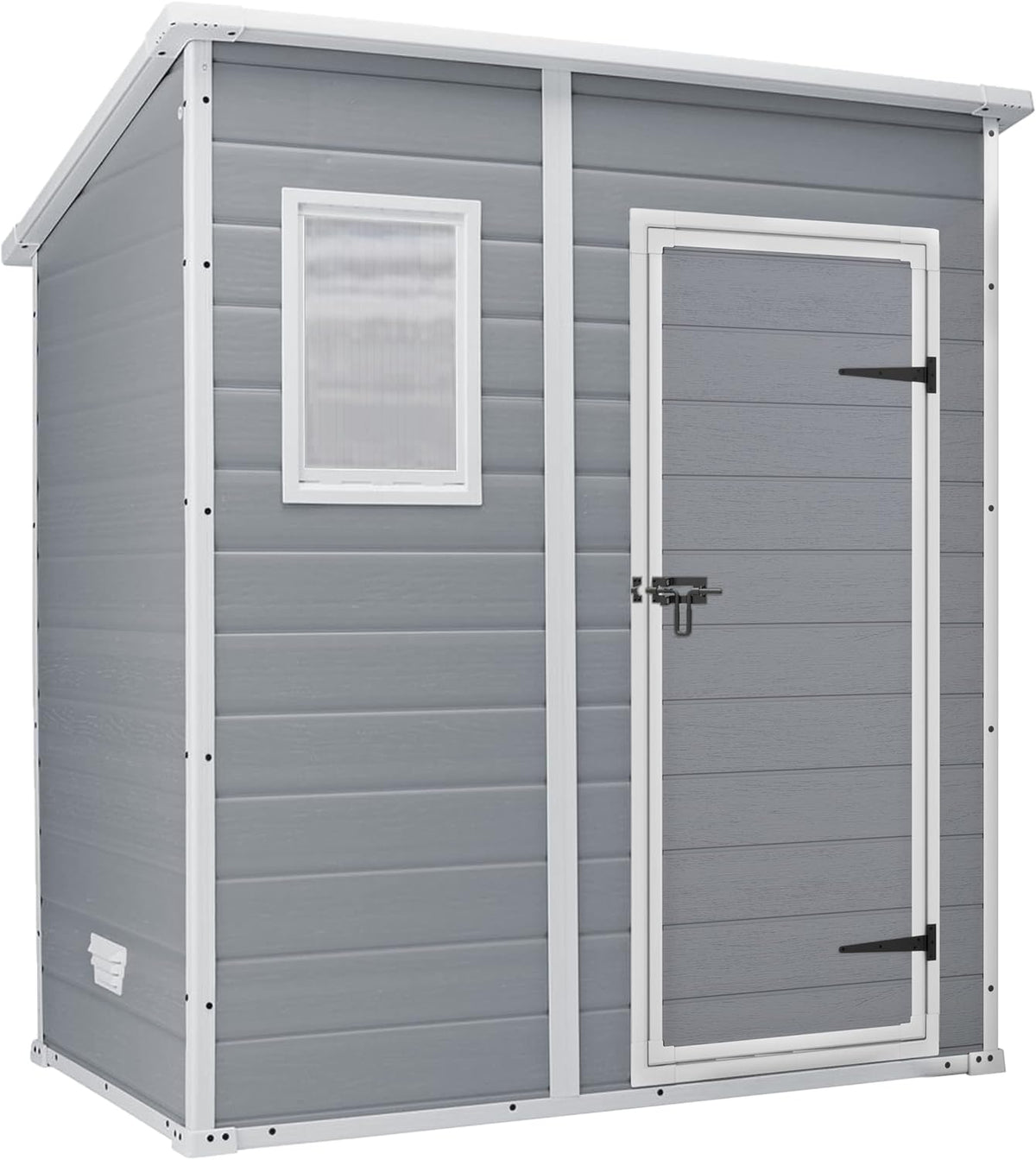 Keter Manor Pent 6x4 Casetta da giardino - Finitura effetto legno graffiato grigia - Struttura per deposito attrezzi da esterno - Dimensioni 183,5 x 111 x 200,5 cm