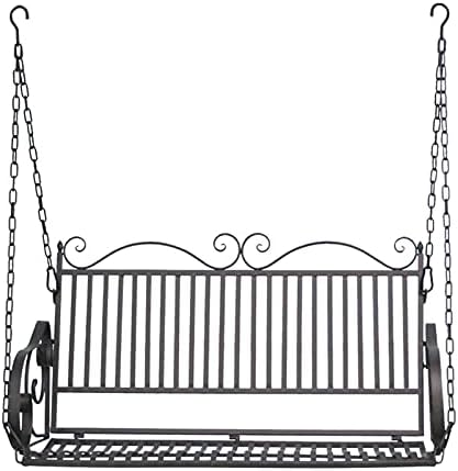 Sedia sospesa doppia da giardino - Struttura in metallo per 2 persone - Seduta pensile per balcone e terrazza - Poltrona da esterno per cortile e relax condiviso