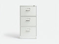 Cassettiera archivio in metallo con 3 cassetti e serratura 40 x 52 x 102 cm - bianco opaco - per studio e ufficio - stile professionale minimale