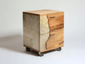 Cassettiera ufficio con 2 cassetti e ruote in stile effetto legno e pietra 45 x 52 x 66 cm - rovere naturale e beige - per studio e ufficio - stile moderno decorativo