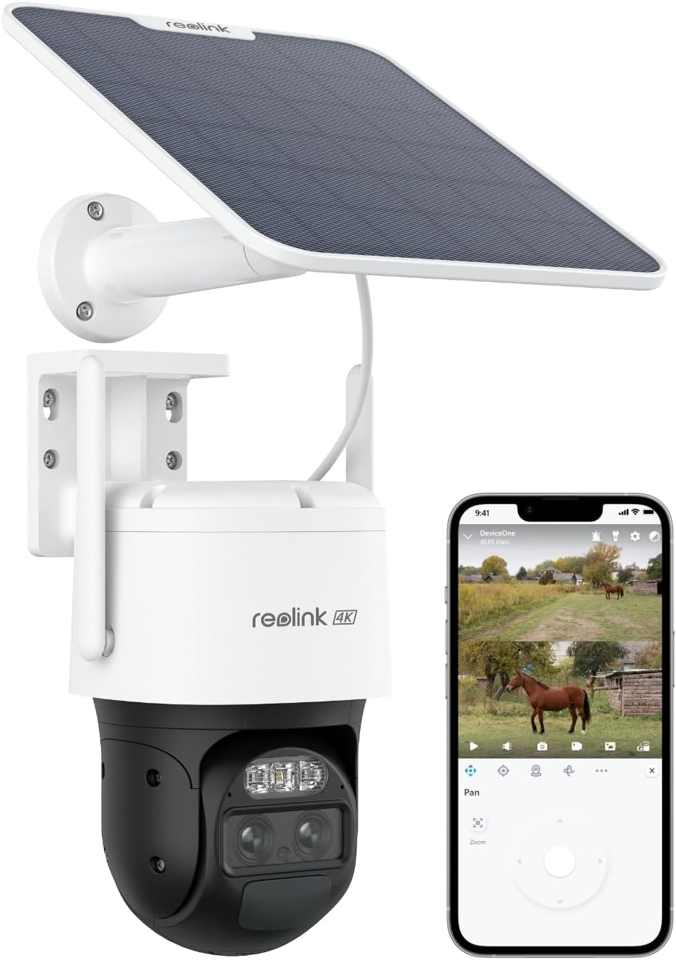 Reolink TrackMix LTE Telecamera 4K 4G da esterno - Doppio obiettivo con zoom ibrido 6X - PTZ 355 gradi e auto tracking - Batteria pannello solare e visione notturna a colori