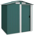 Casetta da Giardino Outsunny in Acciaio Zincato - Capanno Porta Attrezzi 1,7 m2 con Fondazione - Tetto Inclinato e Porta Scorrevole Verde 152x132x188 cm
