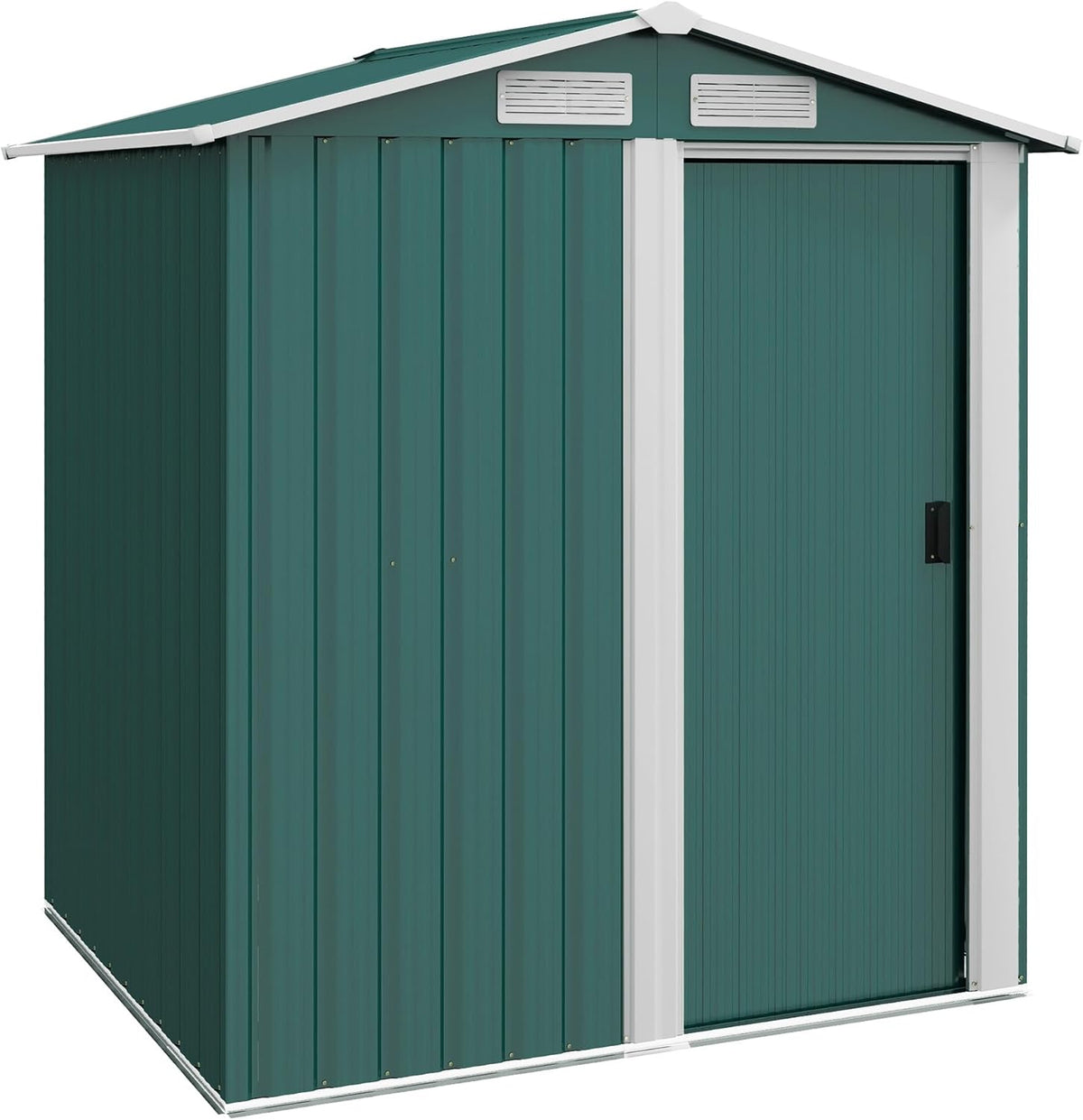 Casetta da Giardino Outsunny in Acciaio Zincato - Capanno Porta Attrezzi 1,7 m2 con Fondazione - Tetto Inclinato e Porta Scorrevole Verde 152x132x188 cm