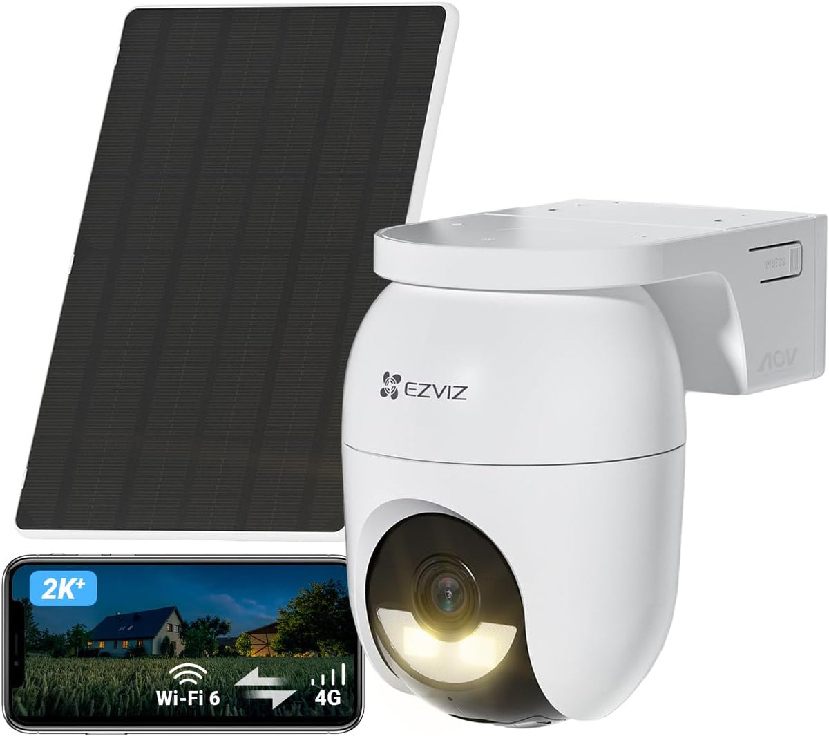 EZVIZ CB8 Lite 4G Telecamera 2K 4 MP PTZ - Batteria con Pannello Solare e Vista 360 Gradi - Rilevamento Persone Veicoli e AOV - Visione Notturna Colori Difesa Attiva