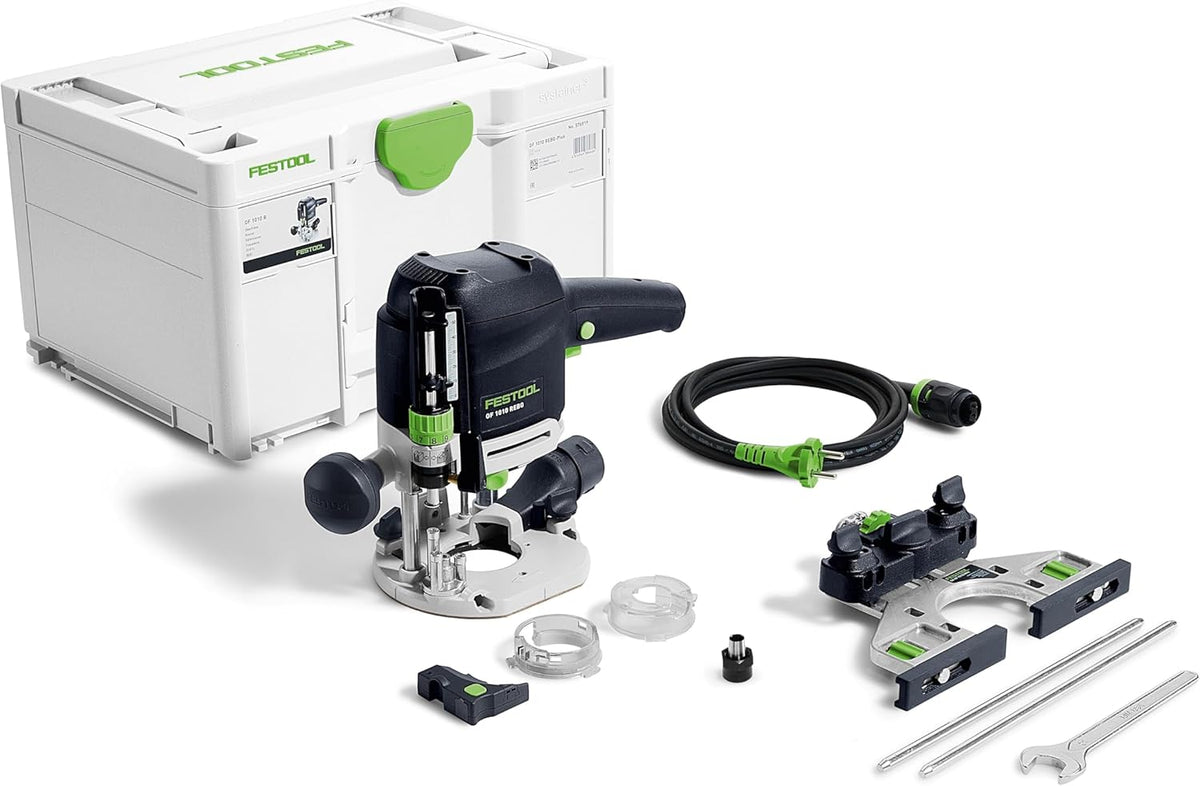 Festool OF 1010 REBQ-Plus Fresatrice Verticale - Alimentazione 230 V con Cavo - Struttura in Metallo - Utensile Professionale Peso 6 kg per Lavorazione del Legno