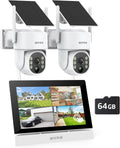 ANNKE Kit Videosorveglianza Solare 5 MP - Monitor 7 Pollici NVR 4 Canali con 2 Telecamere WiFi 4 MP - Pan 270 e Tilt 90 Gradi - Audio 2 Vie Rilevamento Persone